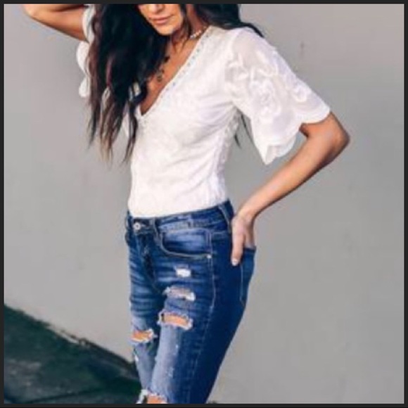 Embroidered Lace Body Suit - Picture 2 of 6